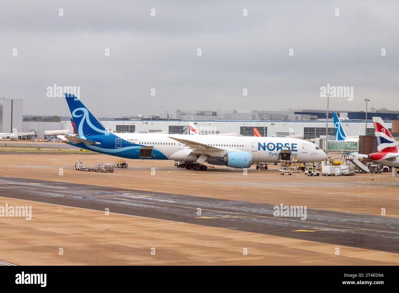 Norse Atlantic aircraft at Gatwick airport, Horley, Gatwick, West Sussex, United Kingdom. Stock Photo
