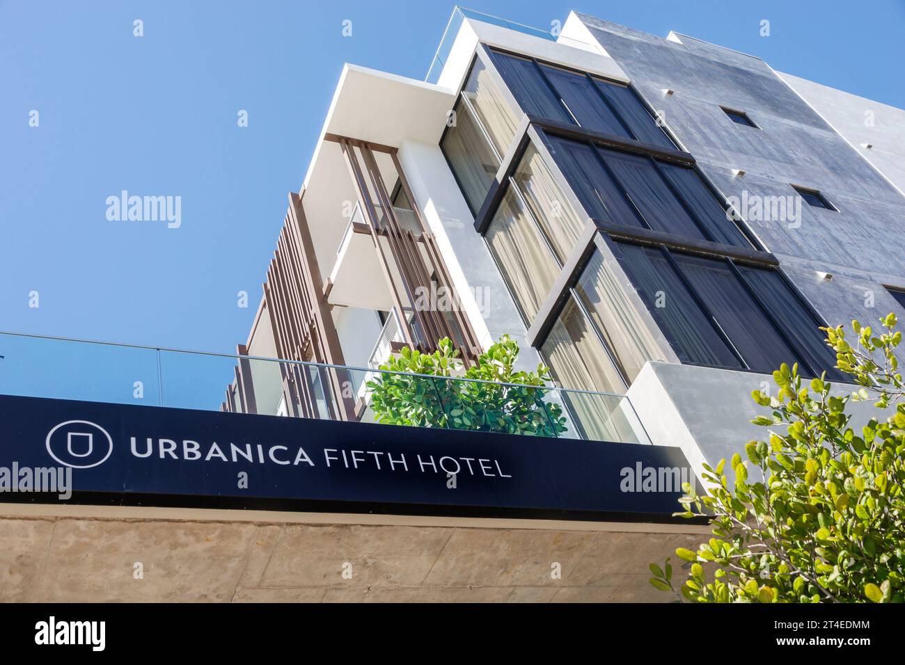 Miami Beach Florida,outside exterior,building front entrance hotel,Urbanica Fifth Hotel sign,hotels motels businesses Stock Photo