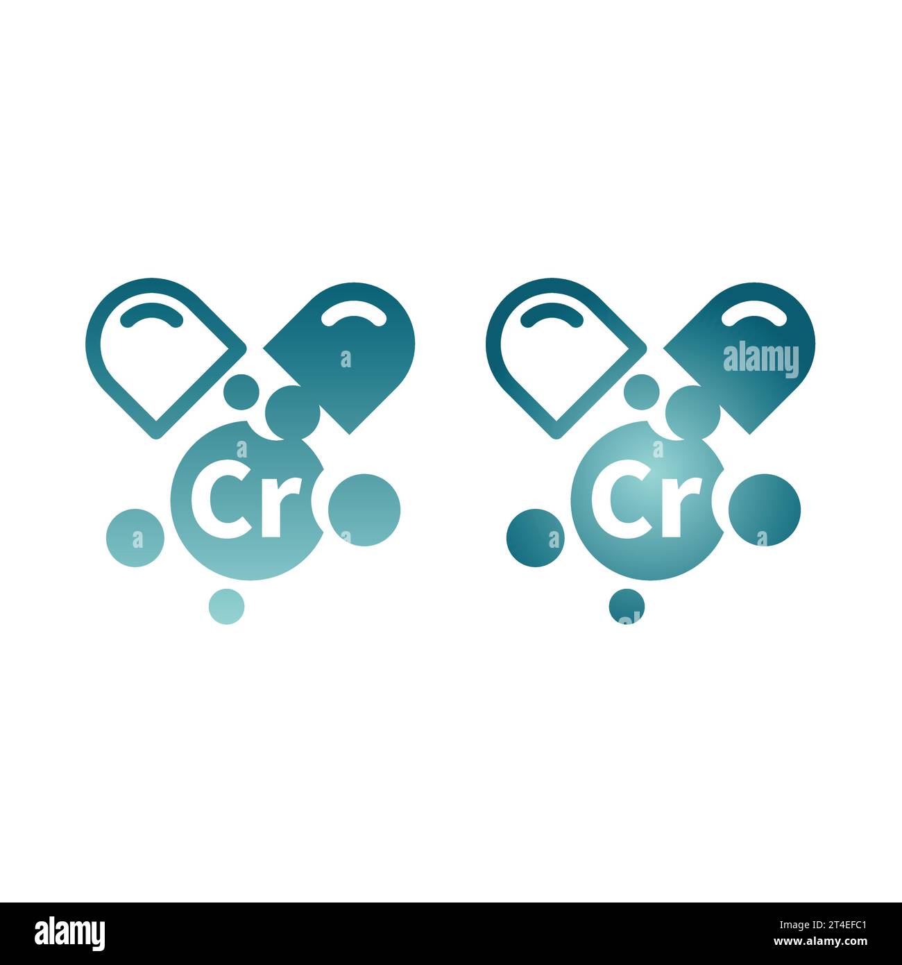 Cr capsule colorful vector icon. Chrome or Chromium micronutrient and supplements pill symbol. Stock Vector