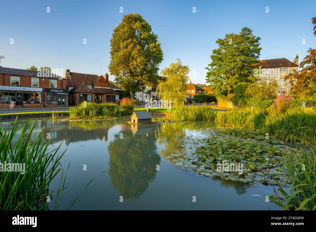 The Listed duck pond on the roundabout in Otford Kent. Stock Photo