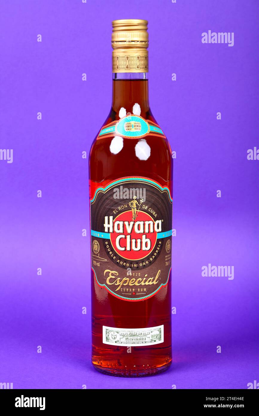 Bottle of Cuban Havana Club Especial Rum Stock Photo