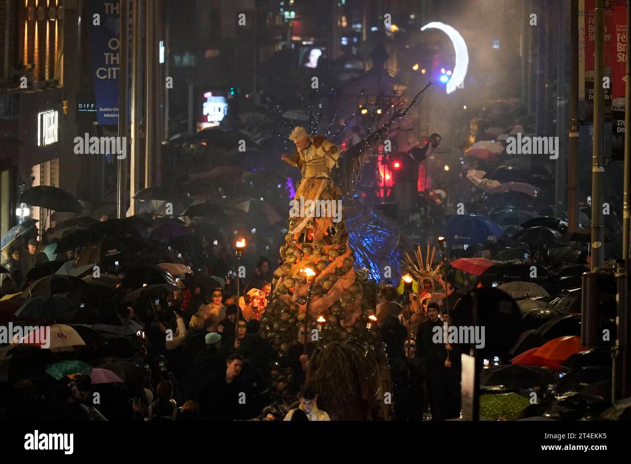 Crowds watch the Macnas Halloween Parade in Dublin city centre part of the Bram Stoker Festival