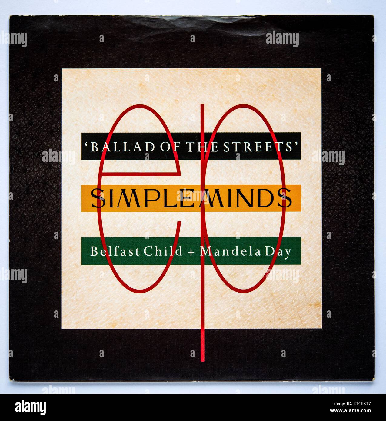Picture cover of the Ballad of the Streets EP by Simple Minds, featuring Belfast Child and Mandela Day, which was released in 1989 Stock Photo