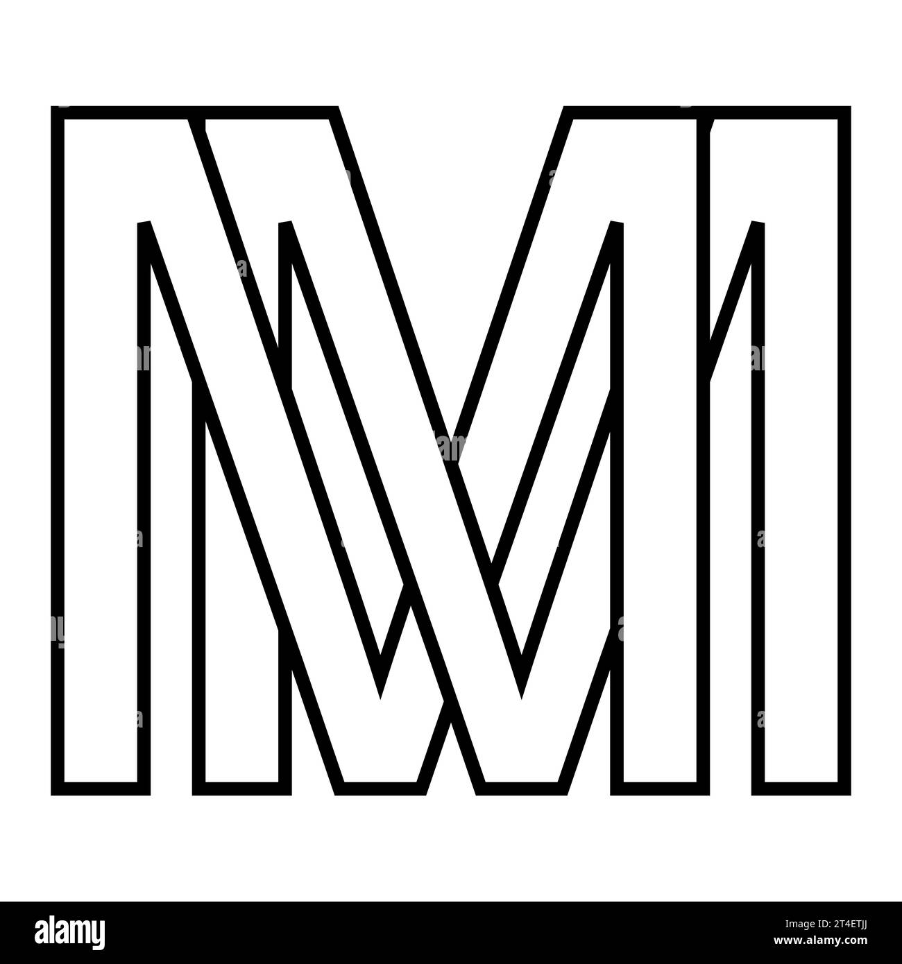 Logo sign mm m icon double letters logotype mm m Stock Vector