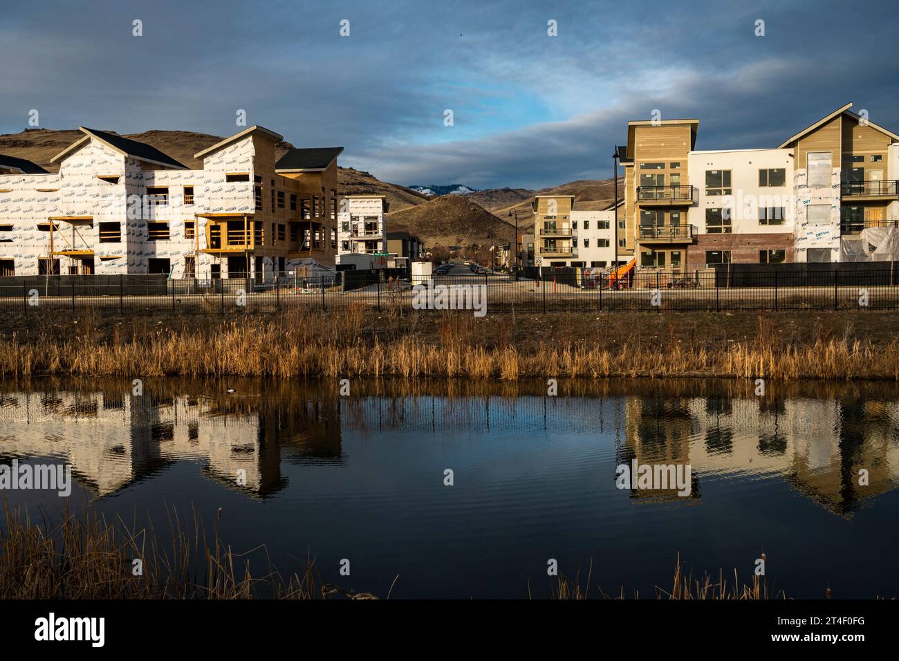 Multi-family residential construction at the Harris Ranch Development. Stock Photo