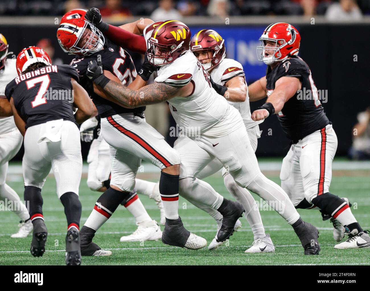 Atlanta, United States. 15th Oct, 2023. Washington Commanders defensive