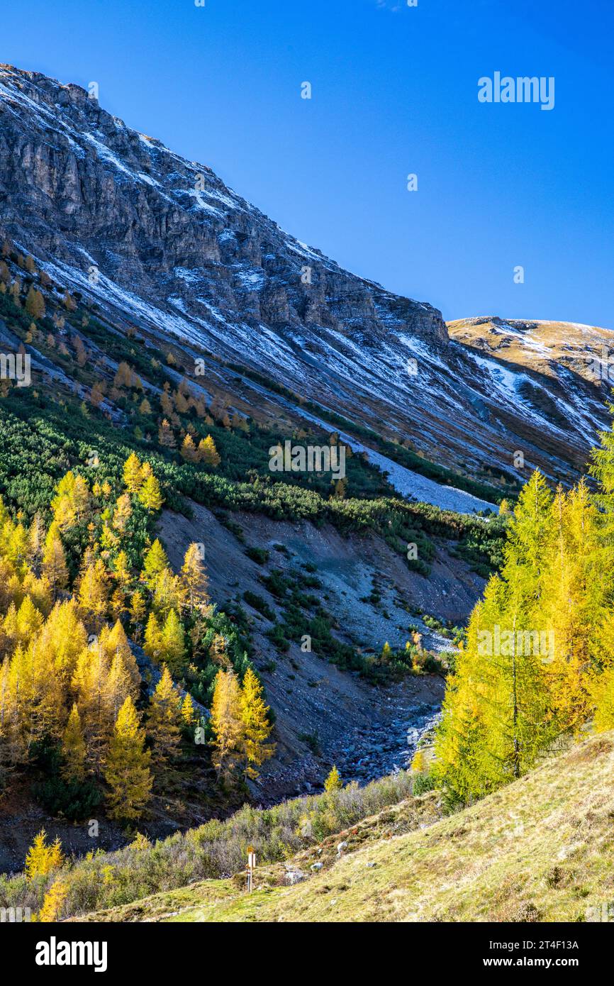 Panorama of Swiss alps mountain range near Davos, Switzerland Stock Photo