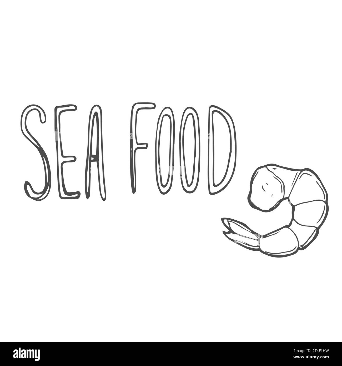 Seafood lettering logo with fish and wave on background. vector Stock Vector