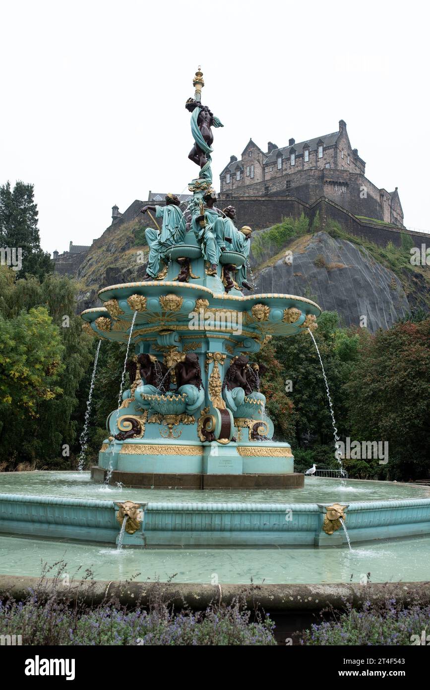 Ross Fountain is a cast-iron structure located in West Princes Street Gardens, Edinburgh. Stock Photo