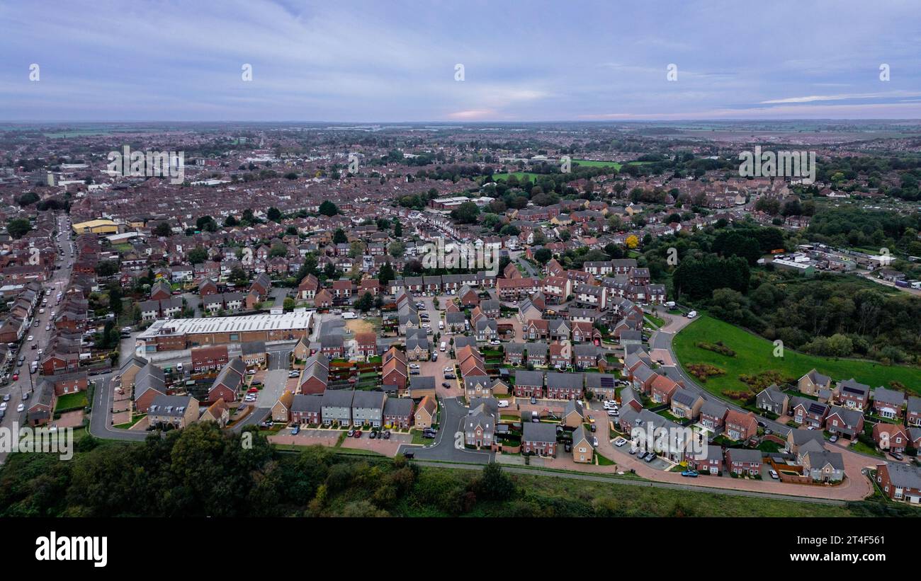 Drone picture of Stanton Cross housing estate, Wellingborough Stock