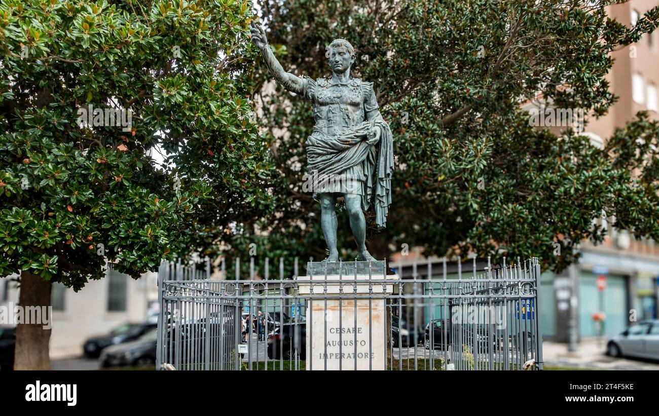 A statue of Julius Caesar in Beindisi, Italy. Stock Photo