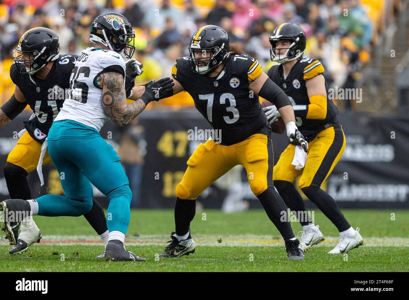 Pittsburgh Steelers guard Isaac Seumalo (73) blocks during an NFL