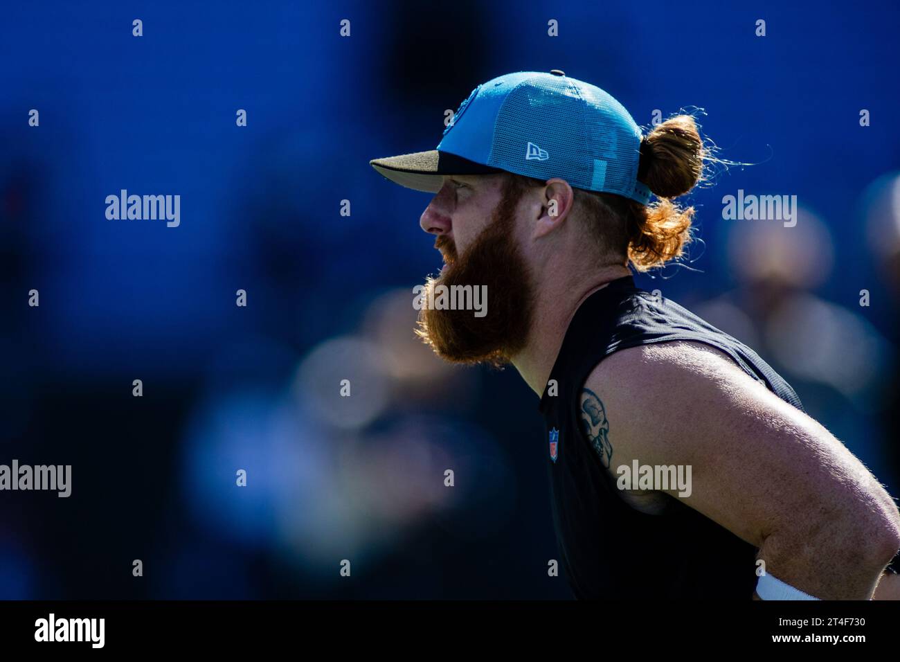 Charlotte, NC, USA. 29th Oct, 2023. Carolina Panthers tight end Hayden Hurst (81) before the NFL matchup against the Houston Texans in Charlotte, NC. (Scott Kinser/Cal Sport Media) (Credit Image: © Scott Kinser/Cal Sport Media). Credit: csm/Alamy Live News Stock Photo