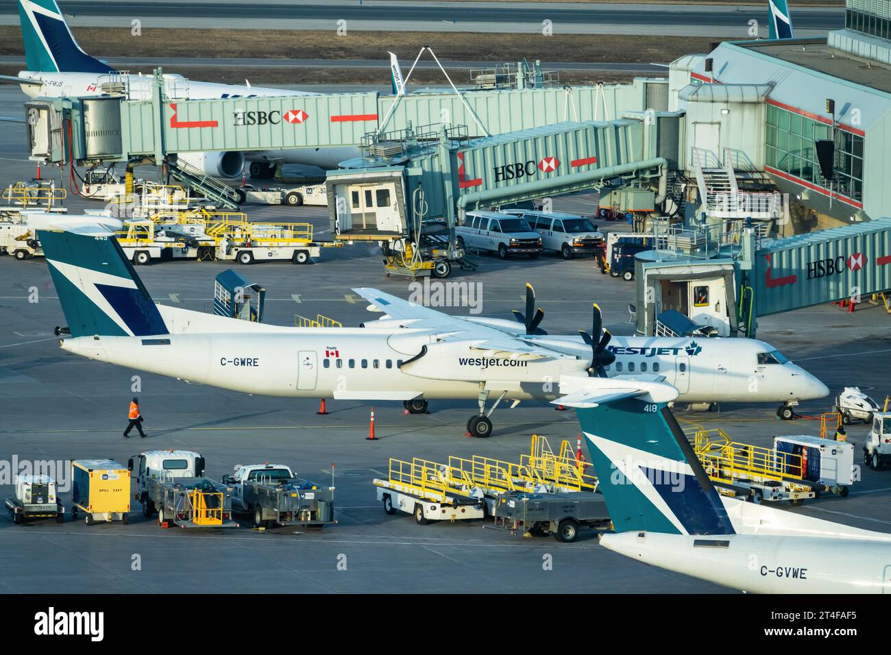 Airplanes at Pearson International Airport in Toronto, Canada. Stock Photo