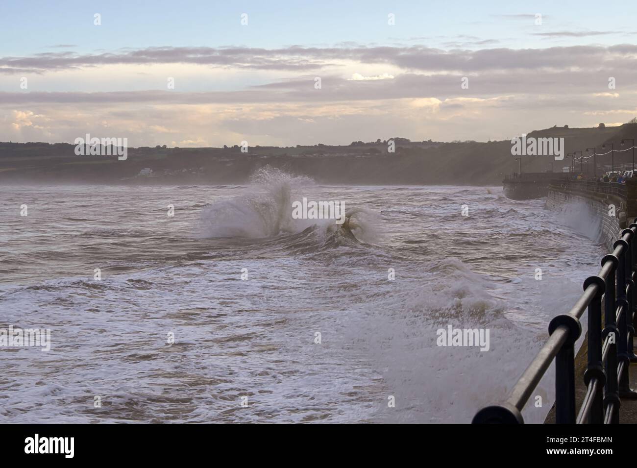 Rough waves at Filey, North Yorkshire, UK Stock Photo