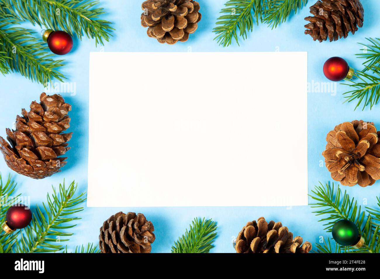 Holiday background with pine cones and copy space Stock Photo
