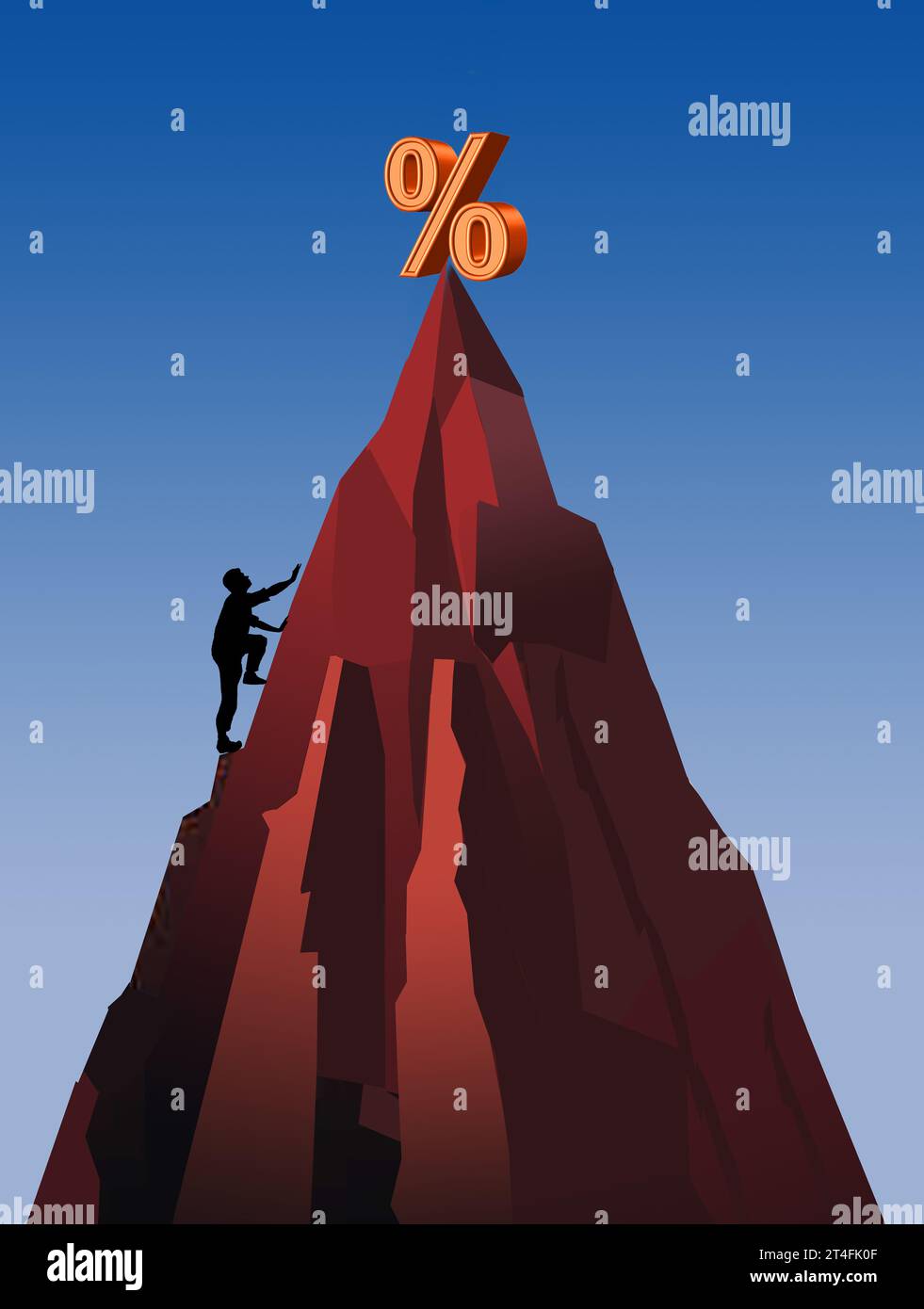 High interest rates are represented with a percentage symbol atop of ...