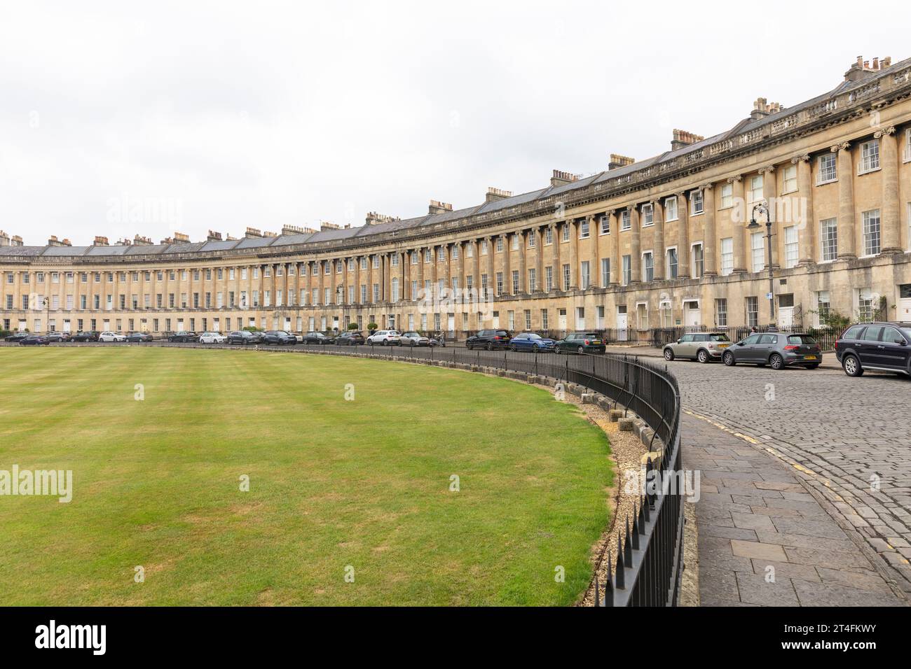2023, The Royal Crescent 150m long terraced properties Grade 1 Listed in Bath, Somerset,England,UK finest example of Georgian architecture Stock Photo