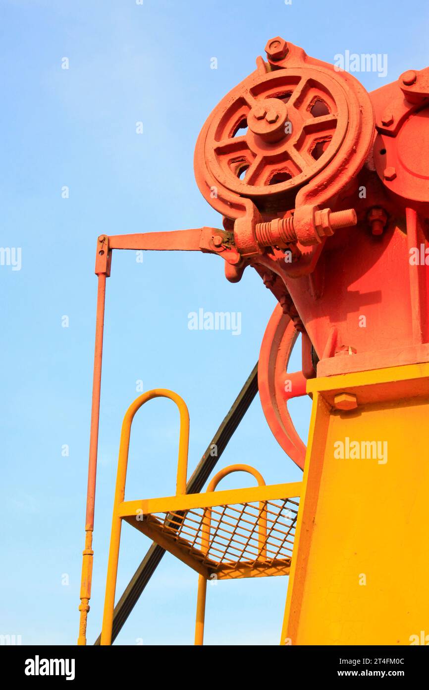 Beam pumping unit crank pulley, closeup of photo Stock Photo Alamy
