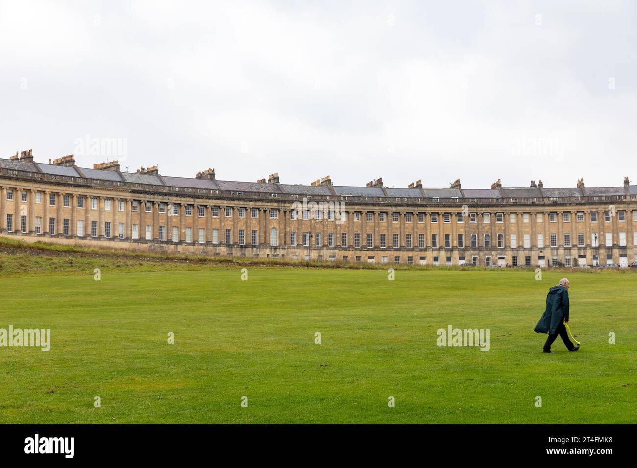 2023, The Royal Crescent 150m long terraced properties Grade 1 Listed in Bath, Somerset,England,UK finest example of Georgian architecture Stock Photo