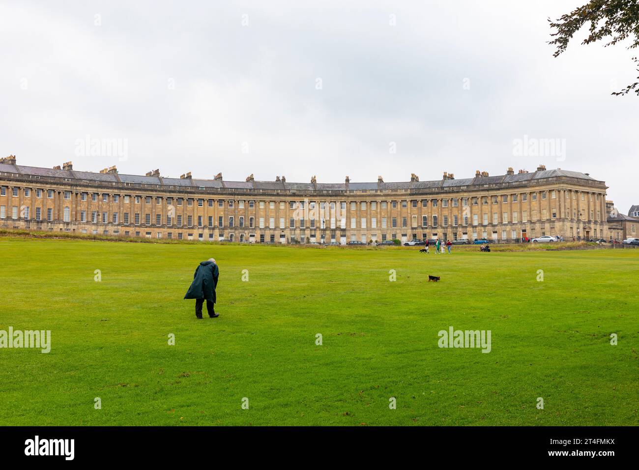 2023, The Royal Crescent 150m long terraced properties Grade 1 Listed in Bath, Somerset,England,UK finest example of Georgian architecture Stock Photo