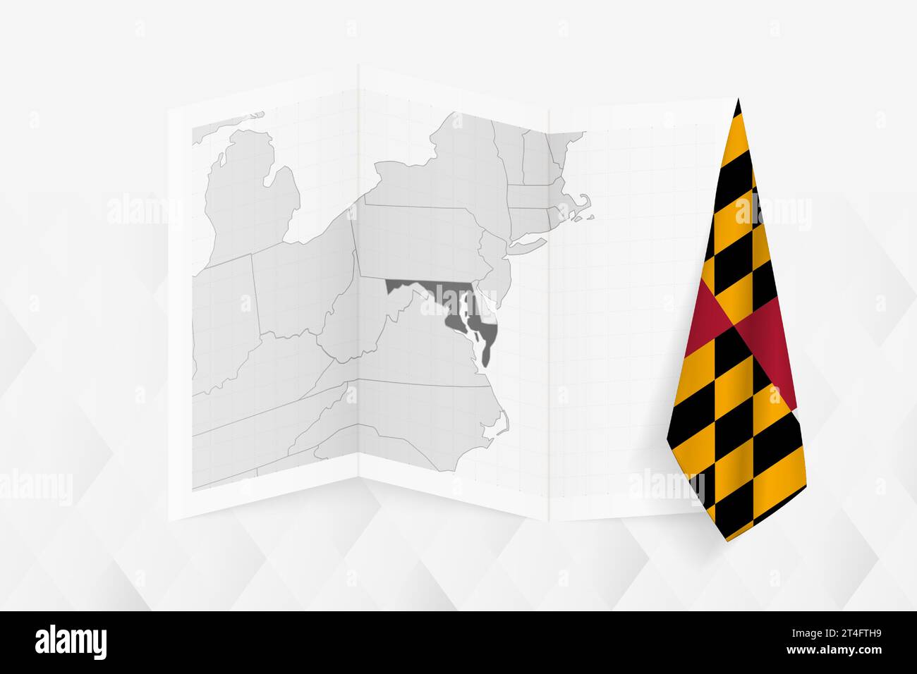 A Grayscale Map Of Maryland With A Hanging Maryland Flag On One Side a-grayscale-map-of-maryland-with-a-hanging-maryland-flag-on-one-side