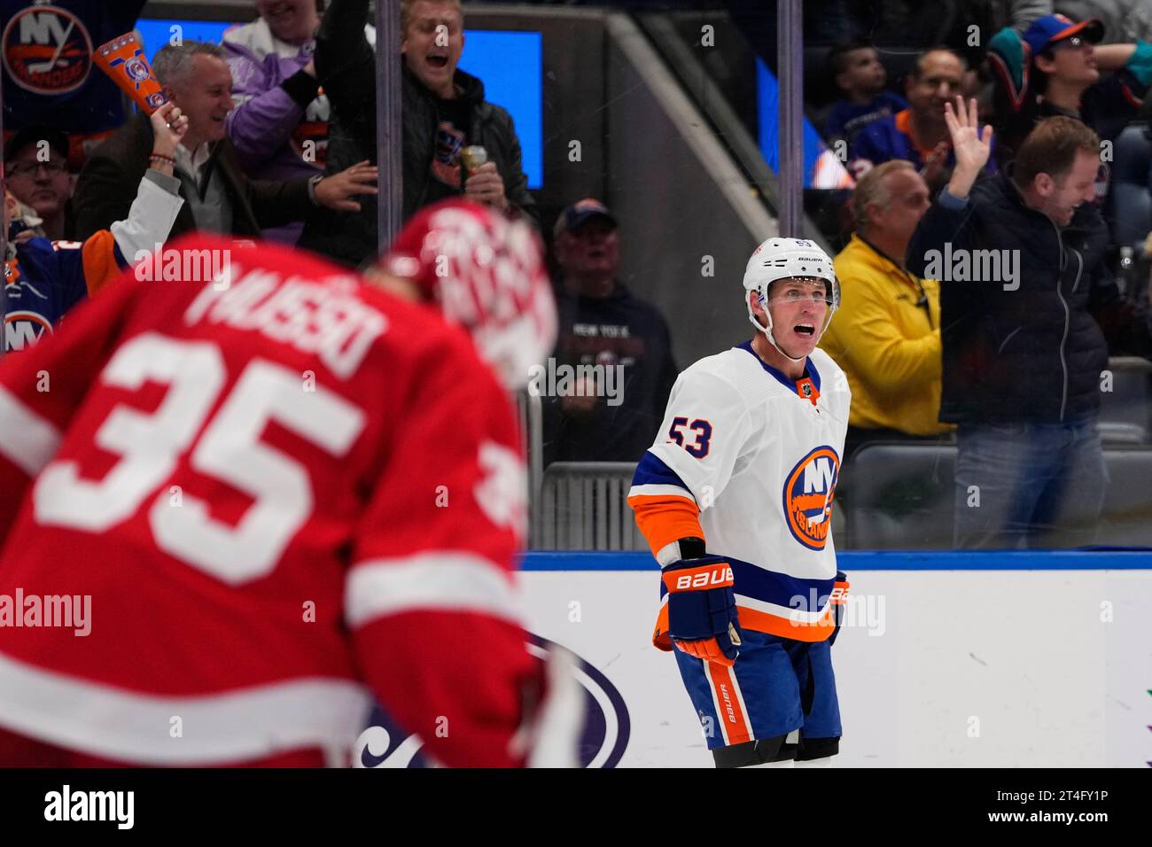 New York Islanders' Casey Cizikas celebrates after scoring a goal as ...