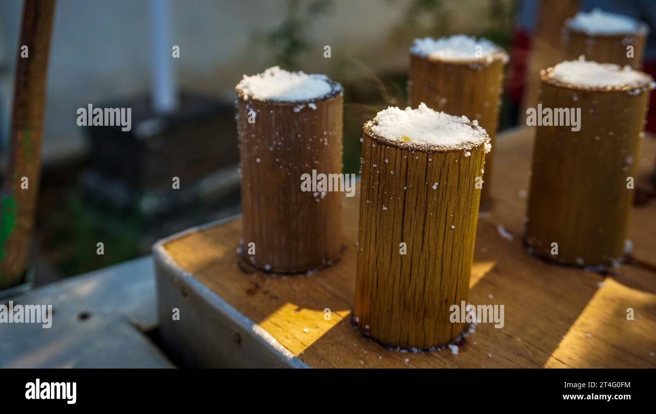 Putu cake is a traditional Indonesian food made from rice flour, brown