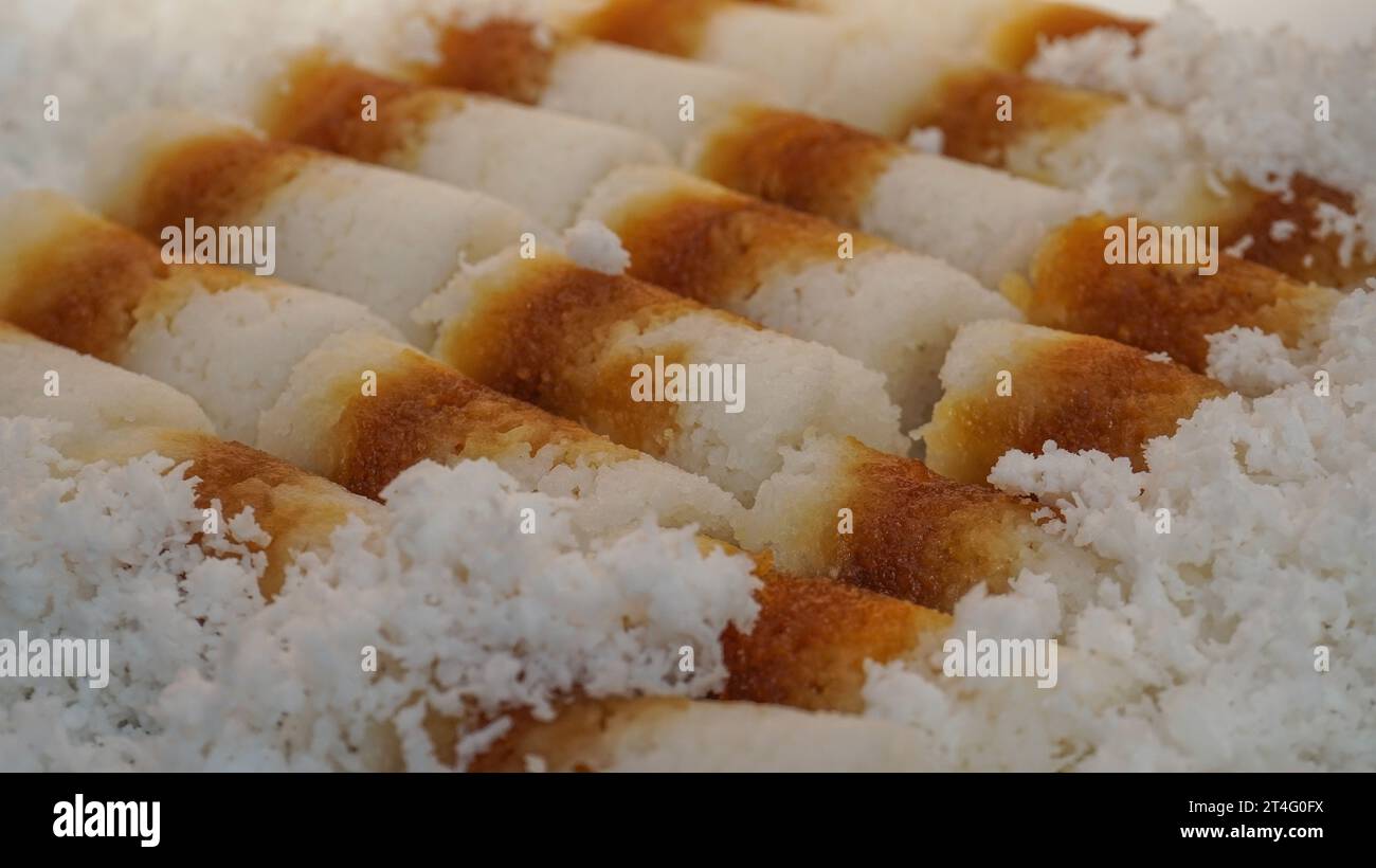 Putu cake is a traditional Indonesian food made from rice flour, brown