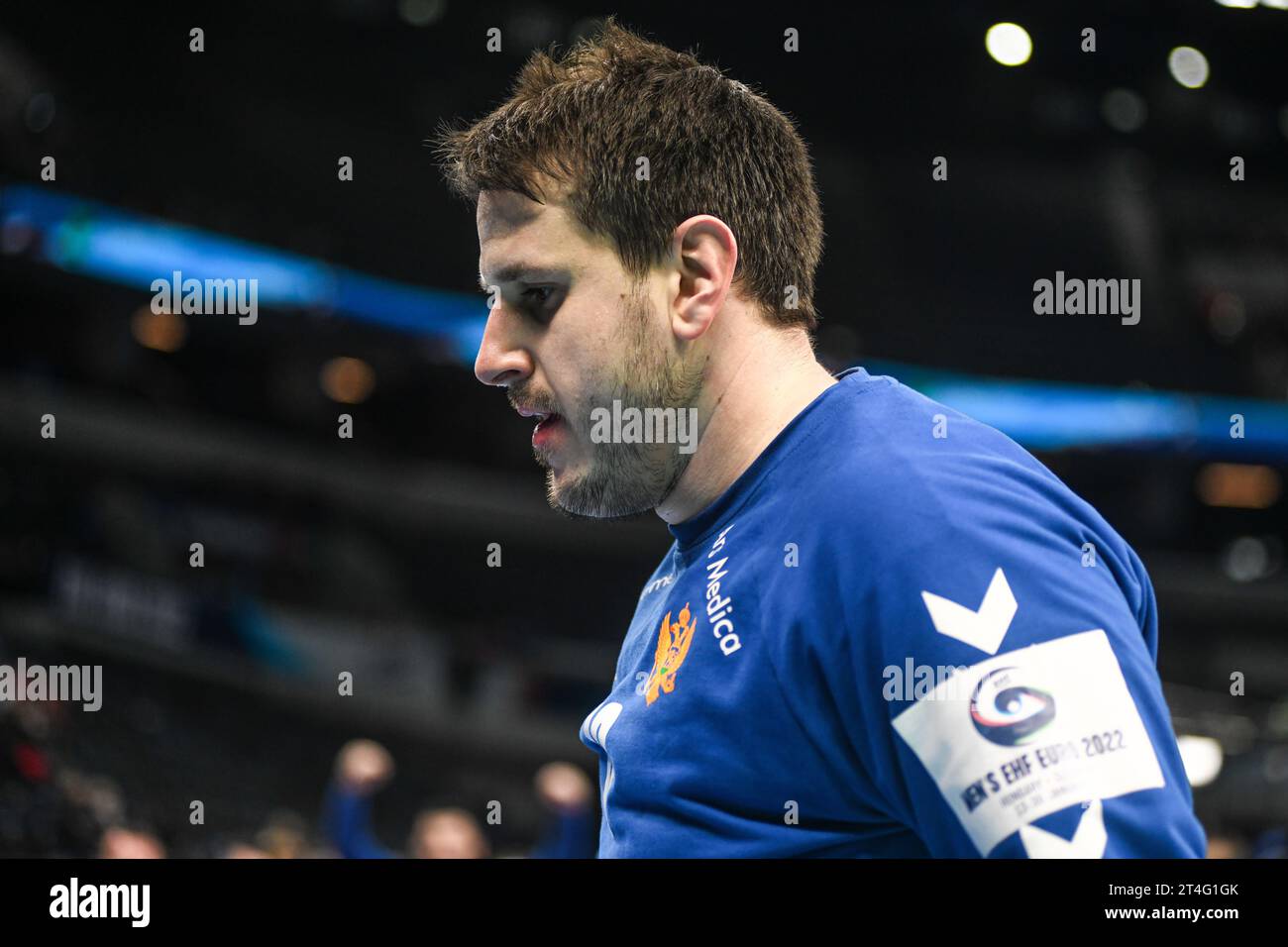 Nebojsa Simic, goalkeeper  of Montenegro. EHF Euro 2022. Main Round: Stock Photo