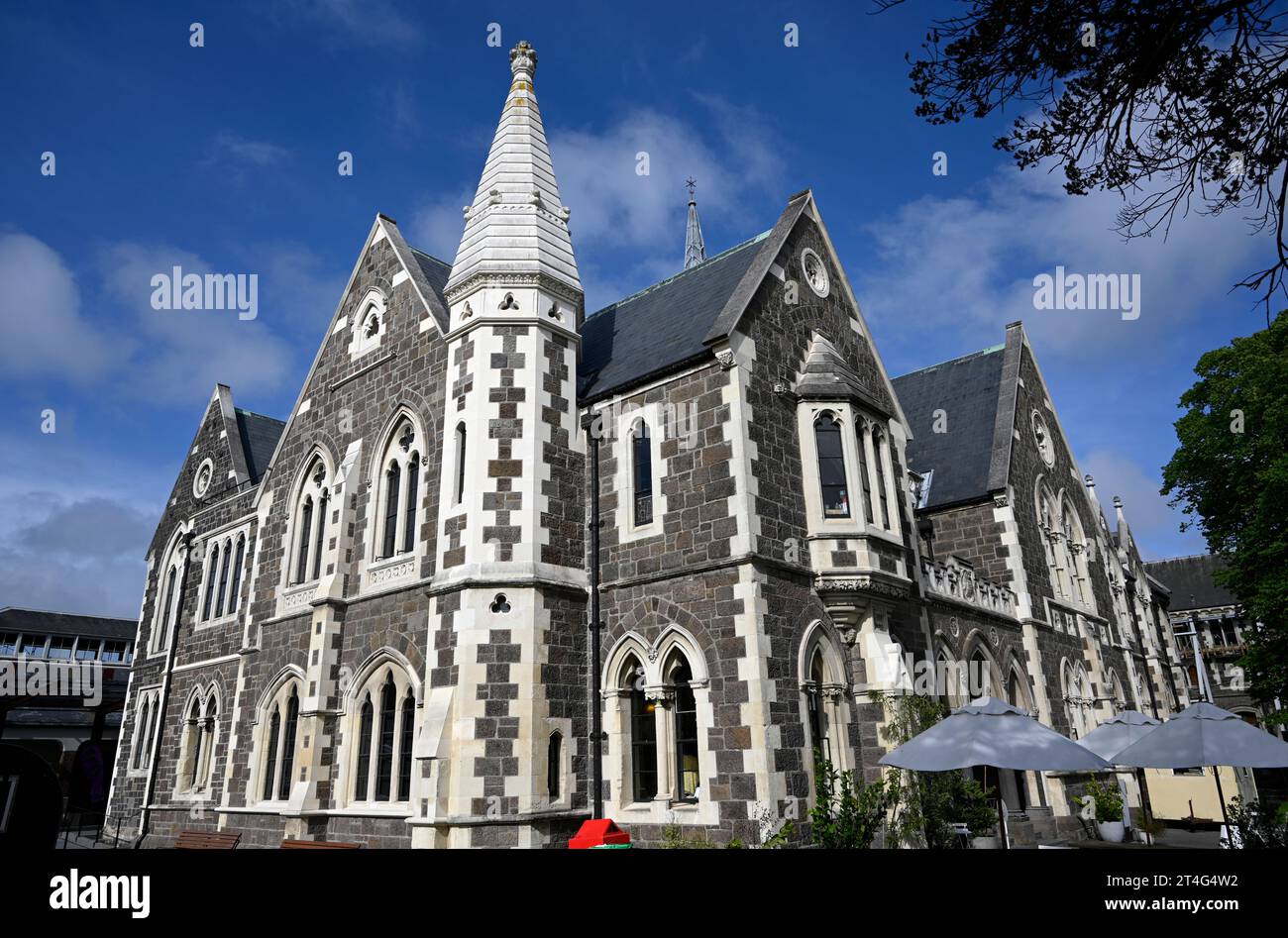 The Old Christchurch Boys High School Building in The Christchurch Arts Centre, Canterbury, New Zealand. Stock Photo