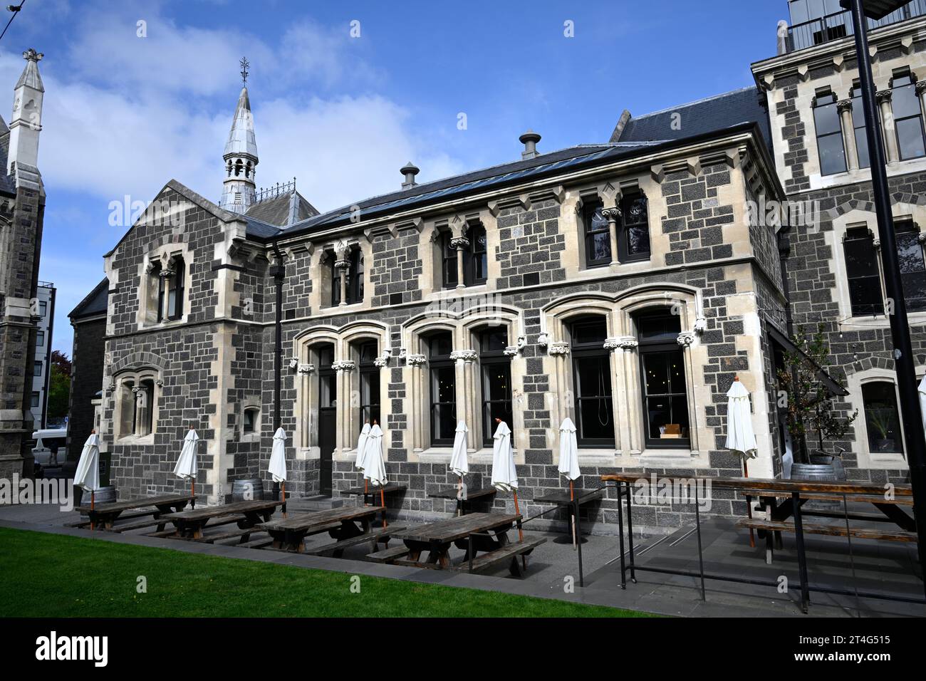 The Old Canterbury University Arts Building in The Christchurch Arts Centre, Canterbury, New Zealand. Stock Photo
