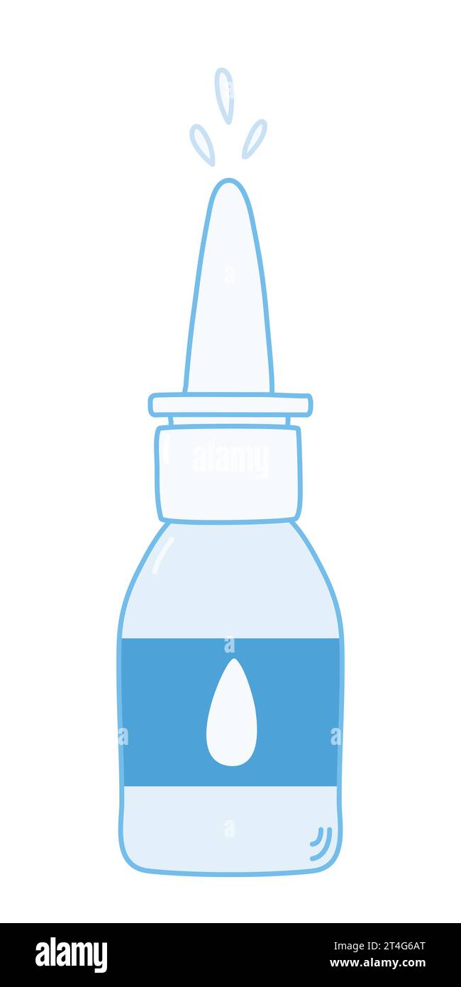 Bottle with medical drops, nasal spray medicine, eye or ear drops, cold and flu treatment