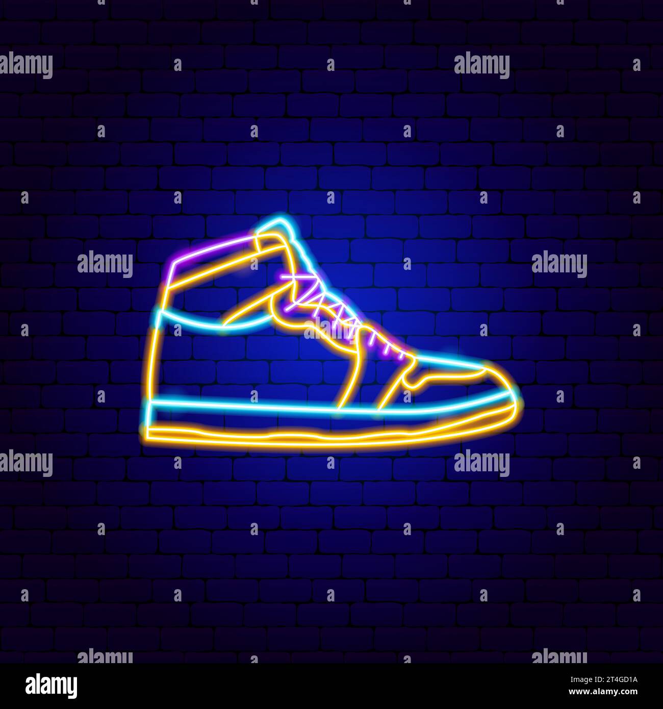 Sneakers Shoe Neon Sign Stock Vector