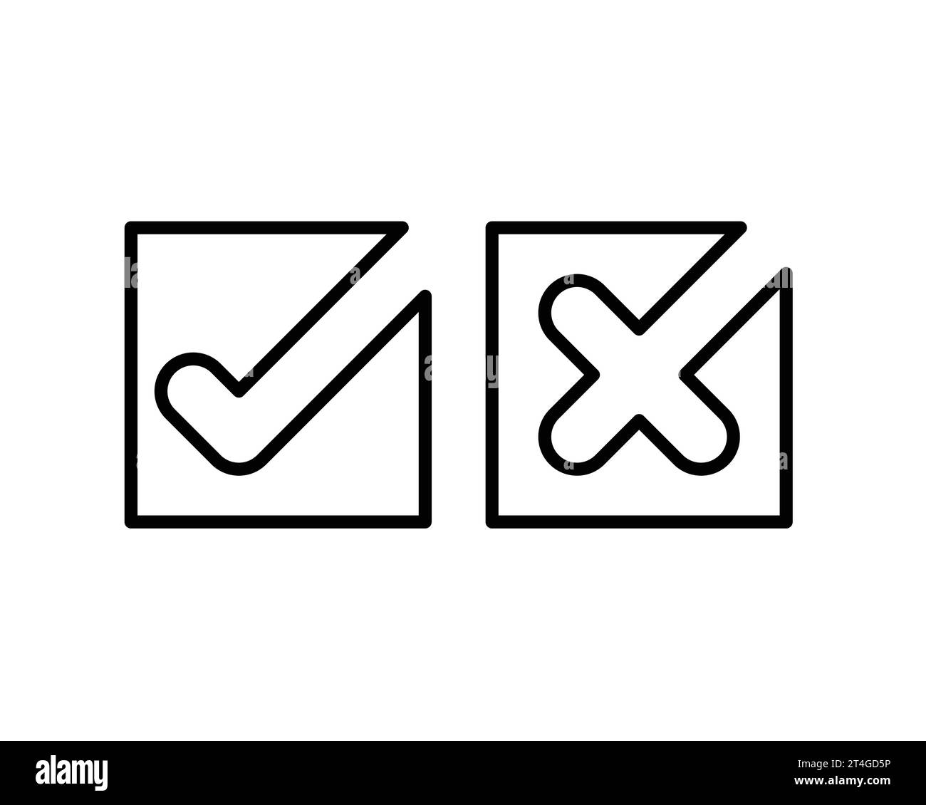 Checkmark cross icons Black and White Stock Photos & Images - Alamy