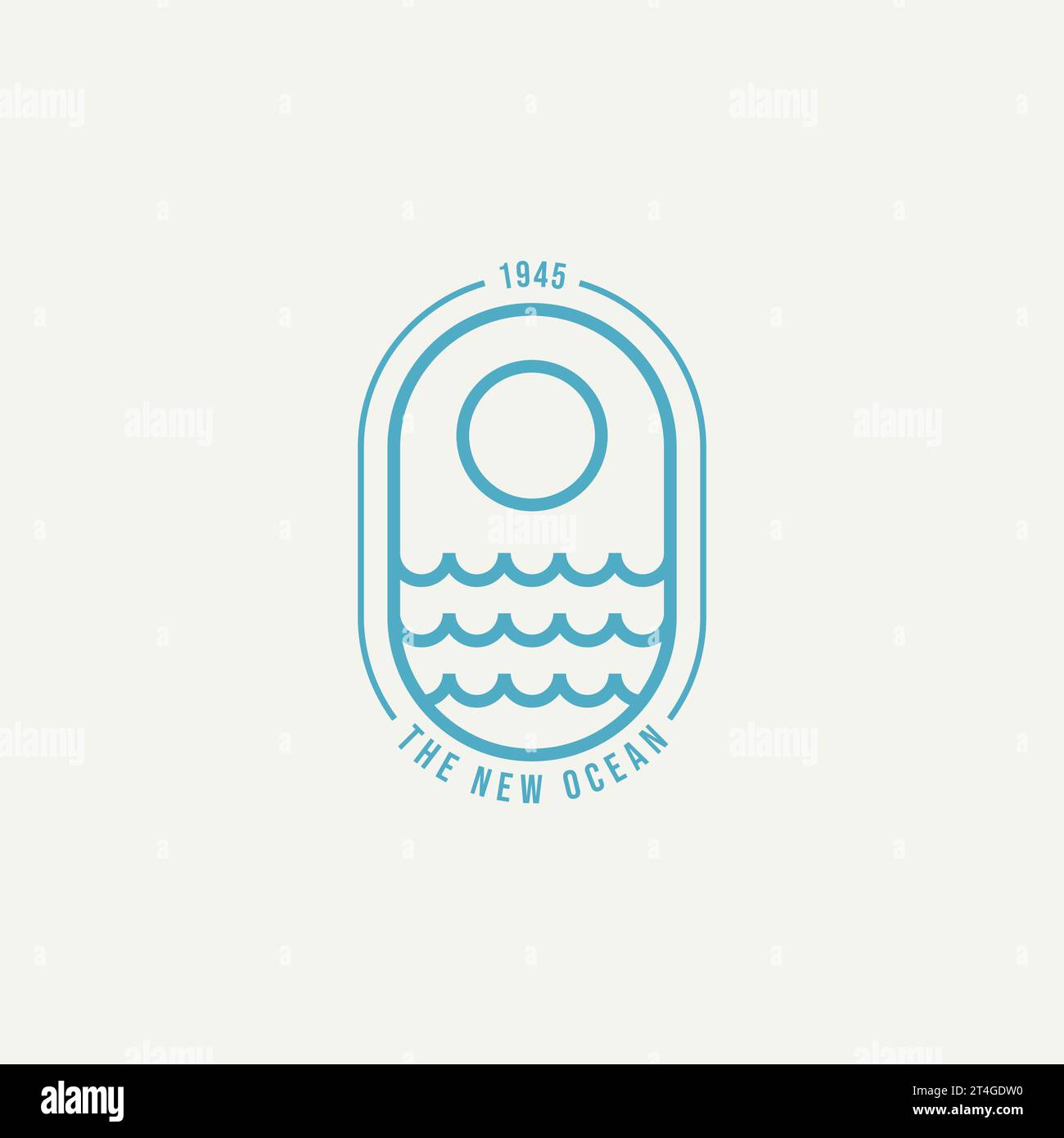 Ocean wave minimalist line art badge logo icon Vector Image Stock ...