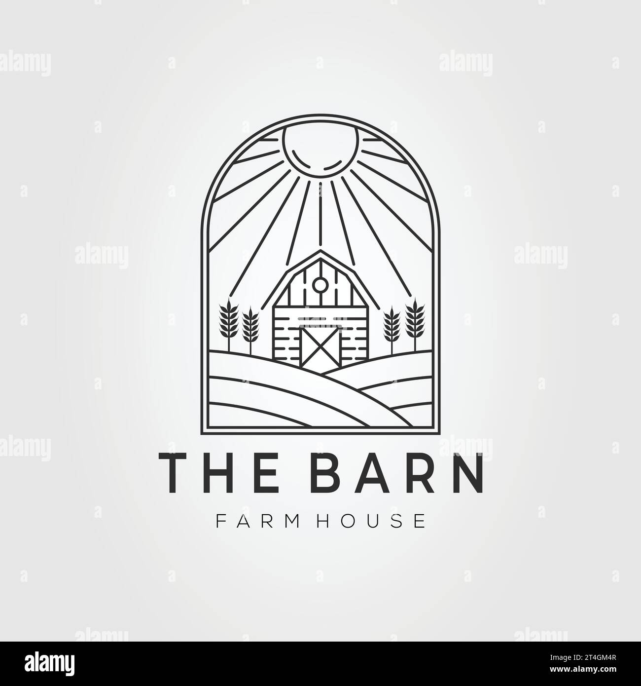 Barn logo farm house farming wheat field Vector Image Stock Vector