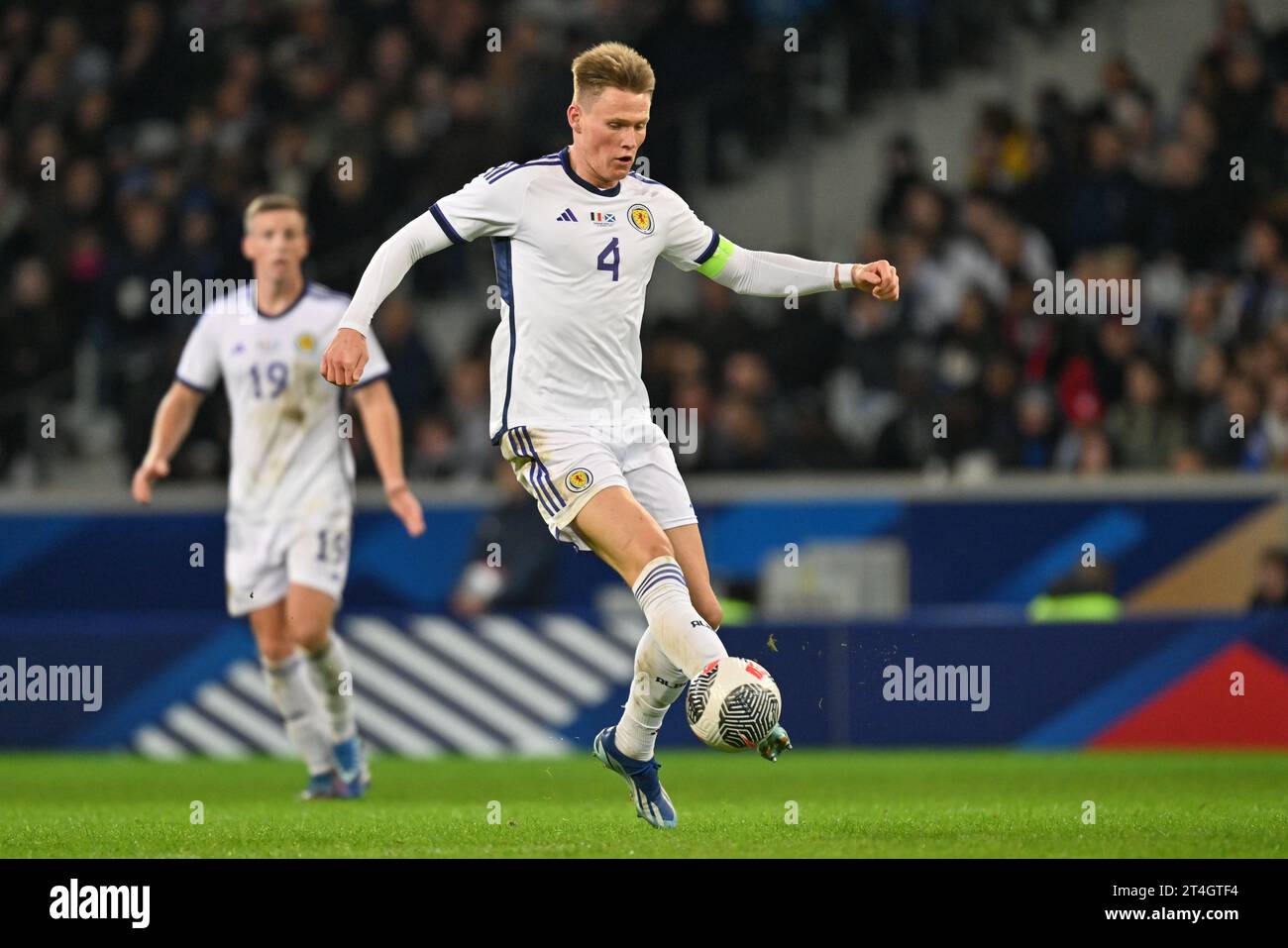 Scott McTominay (4) of Scotland pictured during a soccer game between the national teams of France and Scotland in friendly game, on October 17 , 2023 in Lille, France. (Photo by David Catry / Sportpix) Stock Photo