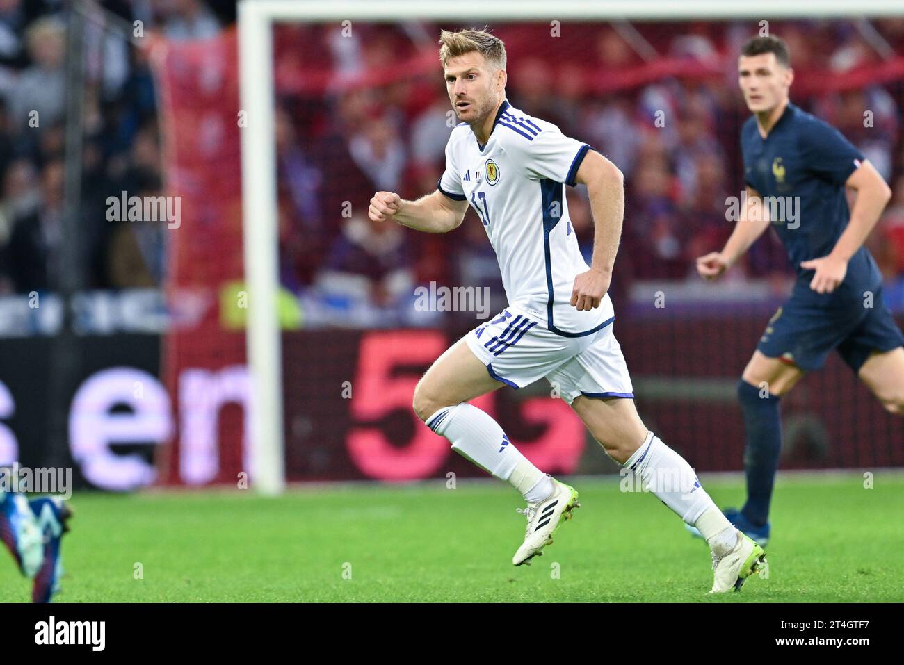 Stuart Armstrong (17) of Scotland pictured during a soccer game between the national teams of France and Scotland in friendly game, on October 17 , 2023 in Lille, France. (Photo by David Catry / Sportpix) Stock Photo