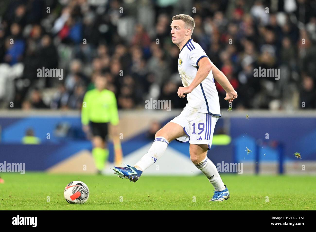 Lewis Ferguson (19) of Scotland pictured during a soccer game between the national teams of France and Scotland in friendly game, on October 17 , 2023 in Lille, France. (Photo by David Catry / Sportpix) Stock Photo