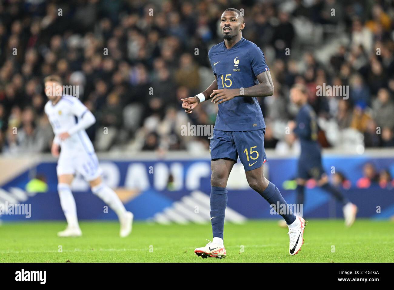 Marcus Thuram (15) of France pictured during a soccer game between the national teams of France and Scotland in friendly game, on October 17 , 2023 in Lille, France. (Photo by David Catry / Sportpix) Stock Photo