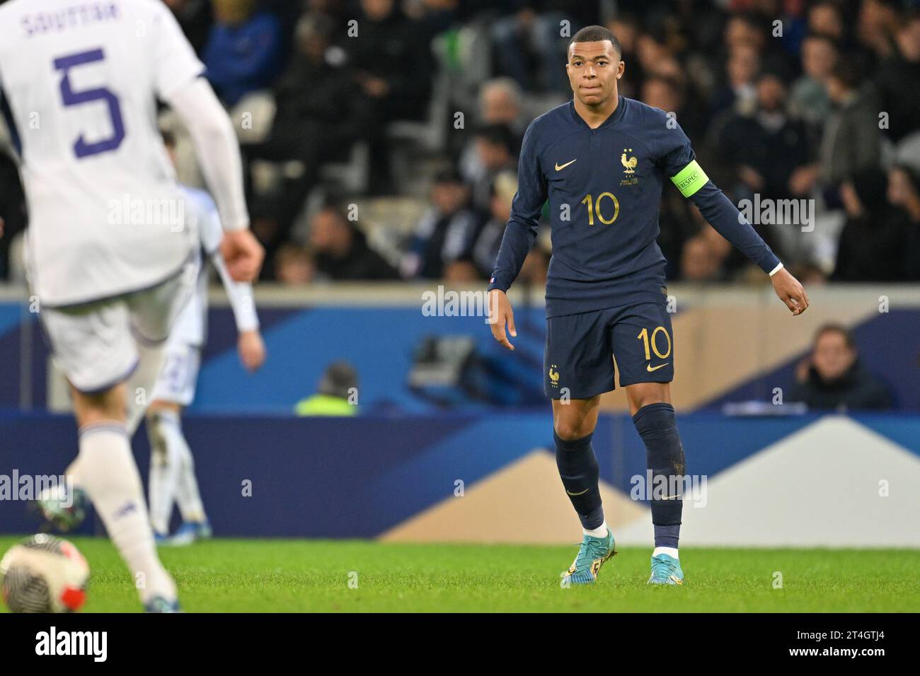 Kylian Mbappe (10) of France pictured during a soccer game between the national teams of France and Scotland in friendly game, on October 17 , 2023 in Lille, France. (Photo by David Catry / Sportpix) Stock Photo