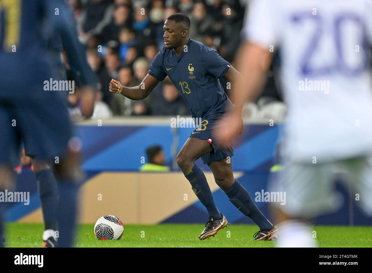 Ibrahima Konate (13) of France pictured during a soccer game between the national teams of France and Scotland in friendly game, on October 17 , 2023 in Lille, France. (Photo by David Catry / Sportpix) Stock Photo