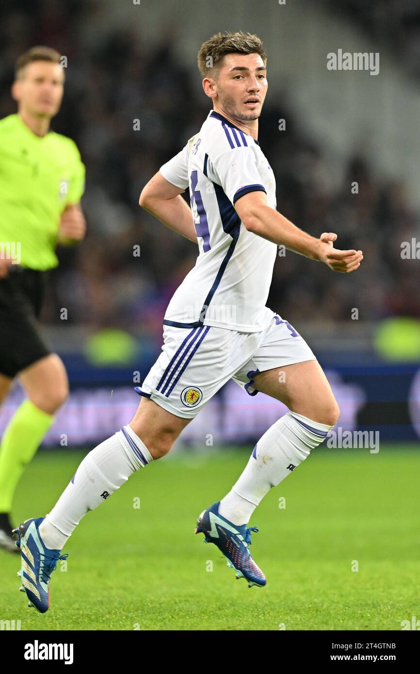 Billy Gilmour (14) of Scotland pictured during a soccer game between the national teams of France and Scotland in friendly game, on October 17 , 2023 in Lille, France. (Photo by David Catry / Sportpix) Stock Photo