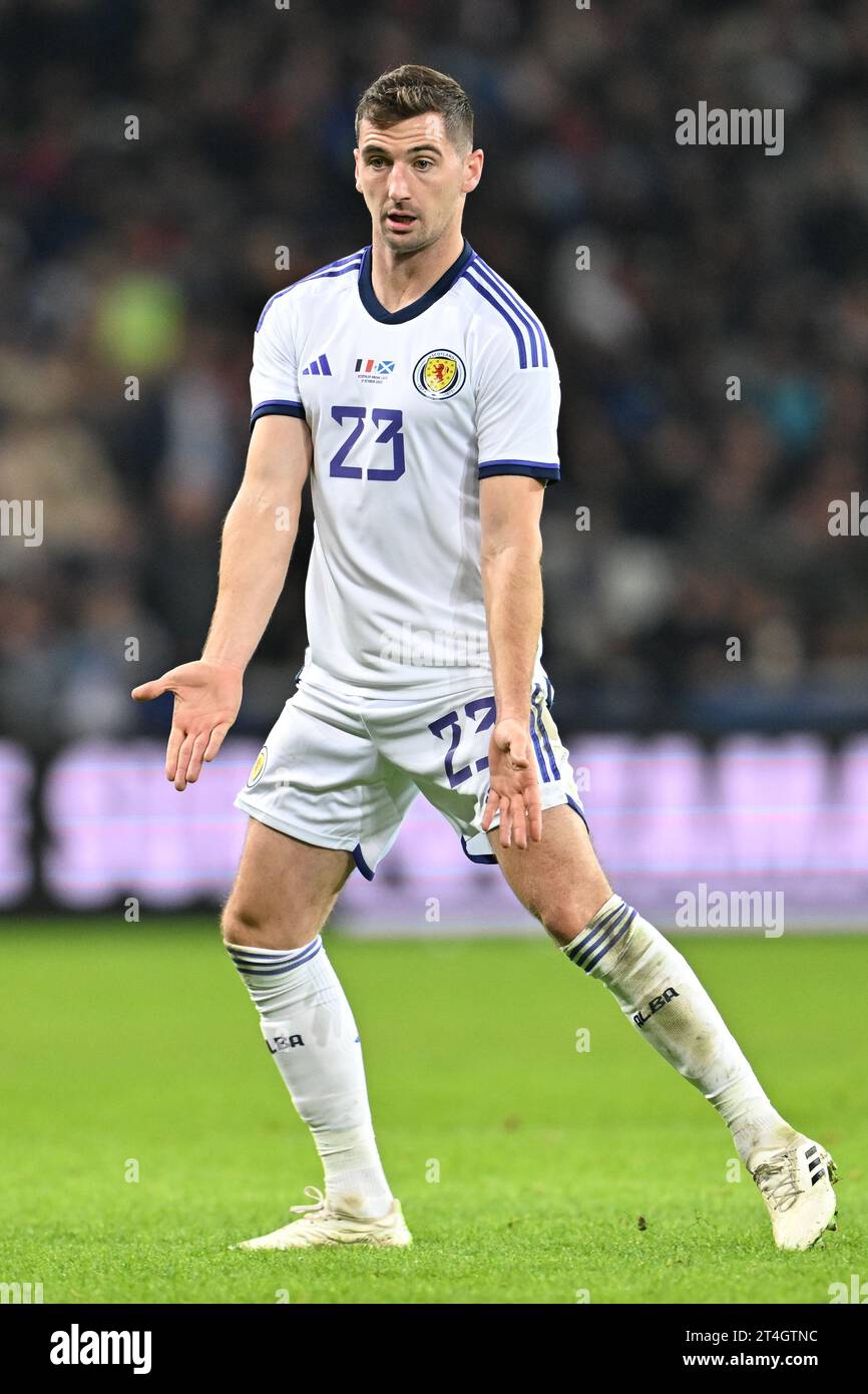 Kenny McLean (23) of Scotland pictured during a soccer game between the national teams of France and Scotland in friendly game, on October 17 , 2023 in Lille, France. (Photo by David Catry / Sportpix) Stock Photo