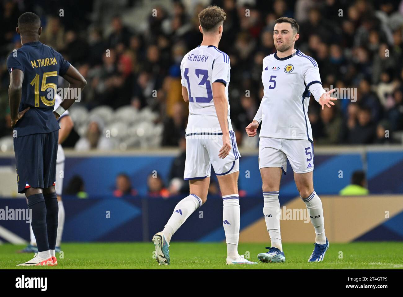 John Souttar (5) of Scotland pictured during a soccer game between the national teams of France and Scotland in friendly game, on October 17 , 2023 in Lille, France. (Photo by David Catry / Sportpix) Stock Photo