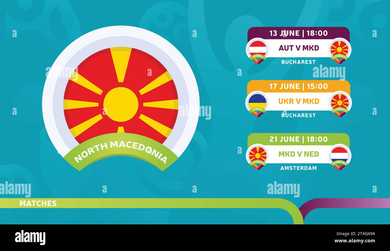 North macedonia national team schedule matches Vector Image Stock