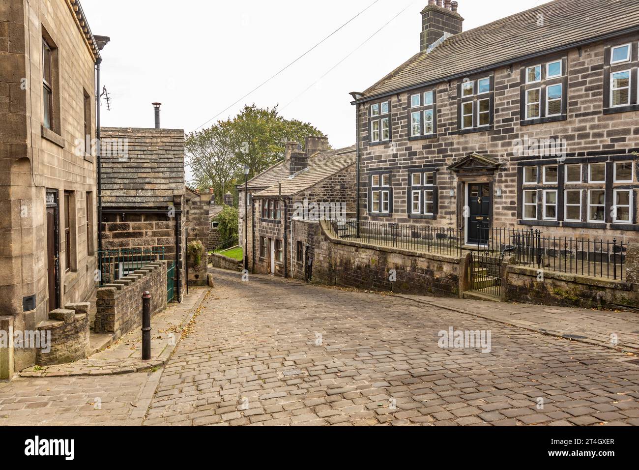 Traditional stone houses in Heptonstall, Yorkshire Stock Photo Alamy
