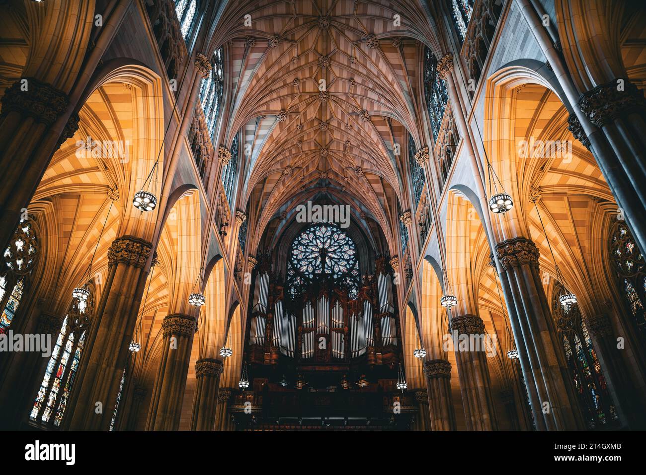 The Majestic Interior of St. Patrick's Cathedral - Manhattan, New York City Stock Photo