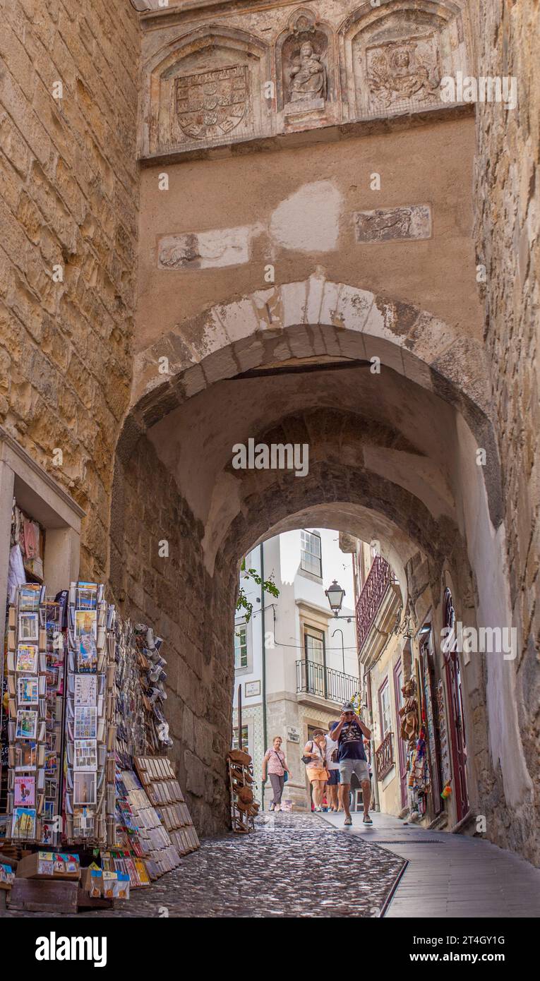 Coimbra, Portugal - Sept 7th 2019: Almedina Arch, Coimbras Old Town gate, Portugal Stock Photo